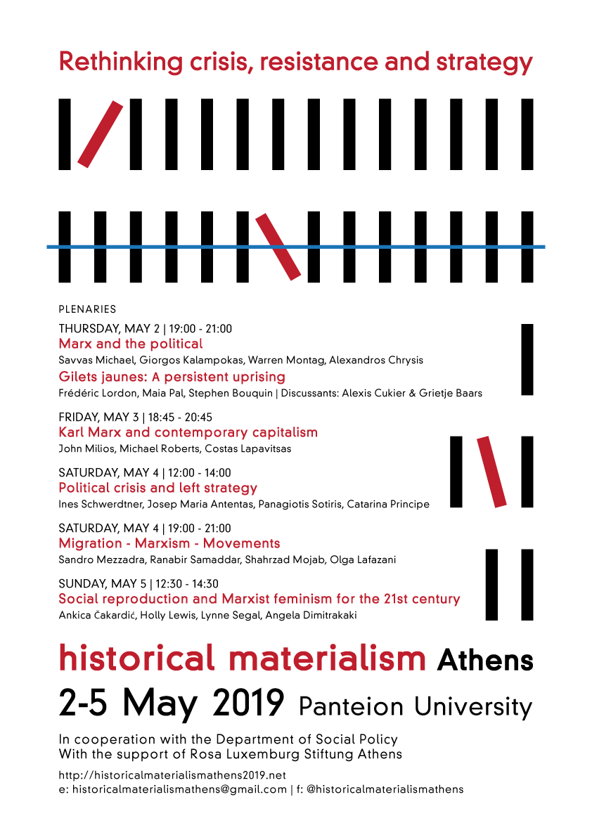 Διεθνές μαρξιστικό συνέδριο Historical Materialism Athens 2019, 2 -5 Μαΐου, Πάντειο Πανεπιστήμιο