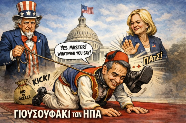 Η κυβέρνηση Μητσοτάκη γίνεται το πιο πρόθυμο γιουσουφάκι της Ουάσιγκτον. Μια εθελόδουλη εξουσία του κλώτσου και της καρπαζιάς.