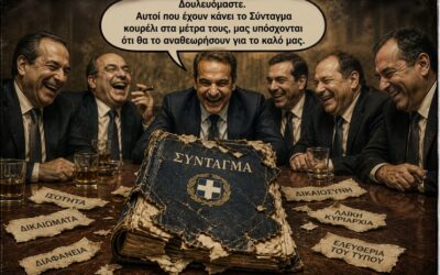 Δουλευόμαστε ε; Αυτοί που έχουν κάνει το Σύνταγμα κουρέλι στα μέτρα τους, μας υπόσχονται ότι θα το αναθεωρήσουν για το καλό μας.