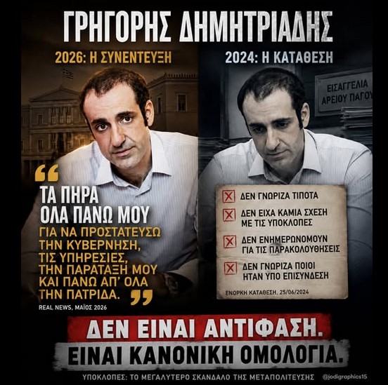 Γρηγόρης Δημητριάδης: Ο «αυτοφωράκιας»